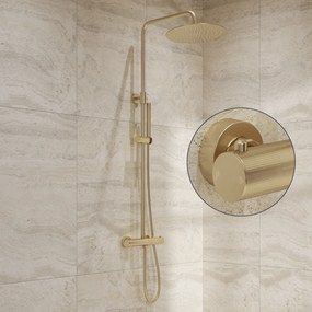 Saniclear Brass Stripes opbouw regendouche geborsteld messing / mat goud met 20cm hoofddouche