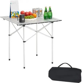 VEVOR Opvouwbare tafel Buffettafel Draagbare Multifunctionele tafel 70 cm, Vierkante aluminium tafel (voor 2-4 personen) met draagtas, Tuintafel Campingtafel voor Feesten Picknick Camping Grillen BBQ, Zilver