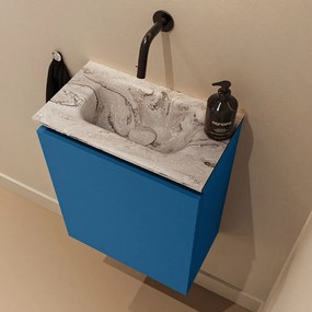 Mondiaz Ture DLux toiletmeubel 40cm jeans met wastafel glace midden zonder kraangat