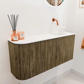 Mondiaz Joya 90cm toiletmeubel ronding links dusk met wastafel faye rechts zonder kraangat talc