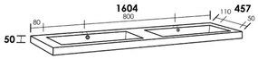 Sanituba Foggia wastafel mineraalmarmer met twee kraangaten 160cm mat