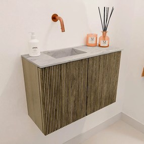 Mondiaz Joya DLux 60cm toiletmeubel dusk met wastafel faye links zonder kraangat glace