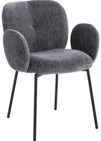 Goossens Basic Eetkamerstoel Eller antraciet stof met armleuning, modern design