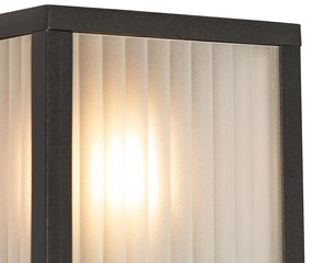 Smart buiten wandlamp met dimmer zwart met ribbel glas incl. 2 Wifi A60 - Charlois Modern E27 IP44 Buitenverlichting