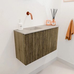 Mondiaz Joya DLux 70cm toiletmeubel ronding rechts dusk met wastafel faye links zonder kraangat opalo