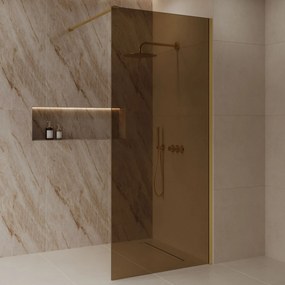 Best Design Dalis inloopdouche 100cm geborsteld messing met amber glas