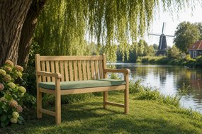 Tuinbank  teak 120 cm incl. kussen forest green Teak Old teak greywash Garden Collections Preston  incl. kussen forest green