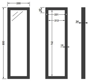 Sanituba Silhouette 25x80cm spiegel met RVS look omlijsting