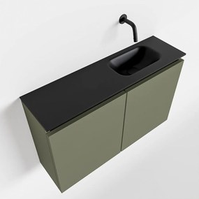 Mondiaz Ture 80cm toiletmeubel army met wastafel urban rechts geen kraangat