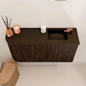 Mondiaz Joya 80cm toiletmeubel ronding links walnut met wastafel faye rechts 1 kraangat urban