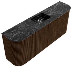 Mondiaz Joya DLux 105cm toiletmeubel ronding links/rechts walnut met wastafel faye midden 1 kraangat lava