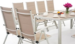 Aluminium tuinmeubelen met grote Polywood Verona tafel voor 12 personen Garden Point beige