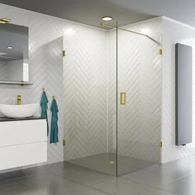 Saniclear Brass profielloze douchecabine 80x70cm met 70cm deur geborsteld messing