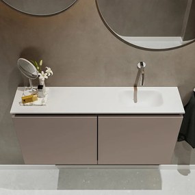 Mondiaz Ture 100cm toiletmeubel smoke met wastafel talc rechts geen kraangat