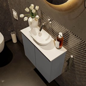 Mondiaz Fowy toiletmeubel 60cm dark grey met witte waskom midden zonder kraangat