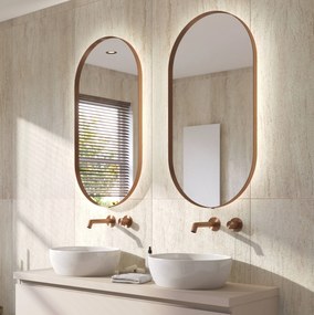 Ben Vita ovale spiegel met LED verlichting en anti-condens 50x100 cm Geborsteld Koper