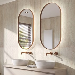 Ben Vita ovale spiegel met LED verlichting en anti-condens 50x100 cm Geborsteld Koper