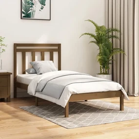 vidaXL Bedframe massief hout honingbruin 90x190 cm 3FT Single
