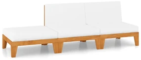 vidaXL 3-delige Loungeset met kussens massief acaciahout