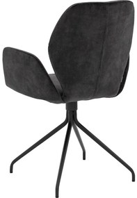 Goossens Eetkamerstoel Hera antraciet velvet stof met armleuning, modern design