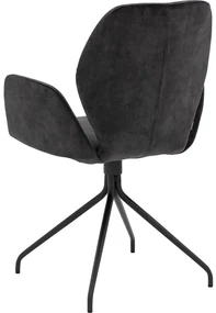 Goossens Eetkamerstoel Hera antraciet velvet stof met armleuning, modern design