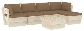 vidaXL 6-delige Loungeset met kussens pallet vurenhout