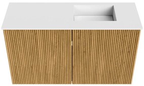 Mondiaz Joya 70cm toiletmeubel oak met wastafel faye rechts zonder kraangat talc