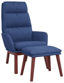 vidaXL Relaxstoel met voetenbank stof blauw