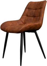 Eetkamerstoel - Loena - stof Cowboy retro lederlook cognac