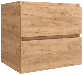 Plieger Kansas badmeubel 120cm met dubbele glans witte wastafel en 2 kraangaten warm eiken