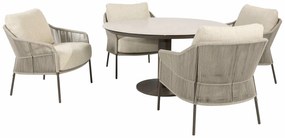 Taste by 4 Seasons Florence low dining set terre met Sarah tafel 130 cm Tuinstoel   bruin weerbestendig