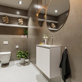 Mondiaz Ture 60cm toiletmeubel linen met wastafel talc rechts geen kraangat