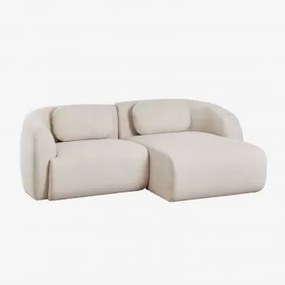 Coquette 2-delige Chenille Modulaire Bank Met Chaise Longue Stof Chenille Beige – Crème - Sklum