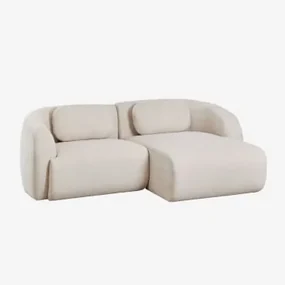 Coquette 2-delige Chenille Modulaire Bank Met Chaise Longue Stof Chenille Beige – Crème - Sklum
