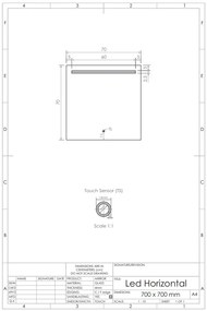 Gliss Design Horizontal spiegel met LED-verlichting en verwarming 70x70cm