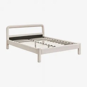Eneko Chenille Bed 160 X 200 Cm & Chenille Crèmebeige - Sklum