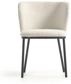 Kave Home Ciselia Eetstoel Met Ronde Rug Wit Boucle