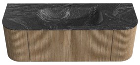Mondiaz Kurve-dlux 130cm badmeubel ronding links/rechts dusk met 1 lade en 2 deuren en wastafel big small midden 1 kraangat lava