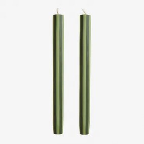 Set Van 2 Decoratieve Kaarsen Soraia Limoengroen - Intens Olijfgroen - Sklum