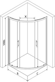 Mexen Rio ronde douchecabine 70 x 70 cm, transparant, chroom + douchebak, wit - 863-070-070-01-00-4710