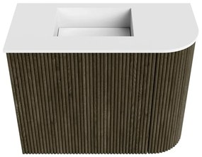 Mondiaz Joya 50cm toiletmeubel ronding rechts shadow met wastafel faye links zonder kraangat talc