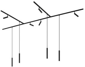 Modern railsysteem met 6 Spot / Opbouwspot / Plafondspots en 4 hanglampen zwart 1-fase - Slimline Uzzy Keno G9 Binnenverlichting Lamp