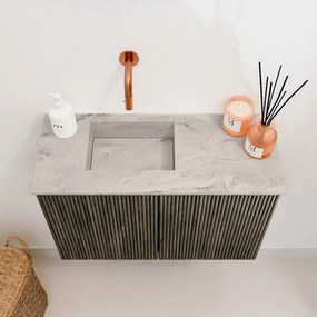 Mondiaz Joya DLux 60cm toiletmeubel shadow met wastafel faye links zonder kraangat glace