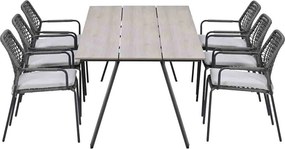 Garden Impressions Natas tuinset grijs 7-delig - Braga tuintafel 220x100 cm