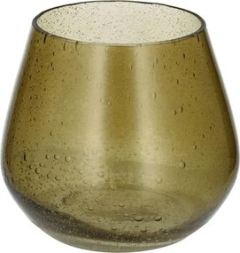 Waxinelichthouder, glas en recycled glas, groen, Ø8 x 8,5 cm
