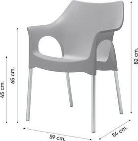 Set van 4 - Scab Ola stapelbare kunststof tuinstoel - Lichtgrijs
