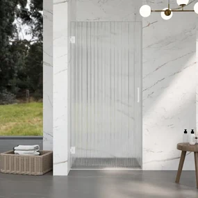 Fortifura Galeria Douchedeur - 60x200cm - 8mm - veiligheidsglas - ribbel - scharnieren - deurgreep - mat wit - helder SW1208818/SW1122562