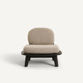 Fauteuil van massief teakhout met kussens van gemêleerde stof, Mazai