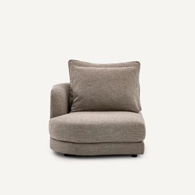 Halve bank links, afgerond, modulair, van tweed, TIBERIO