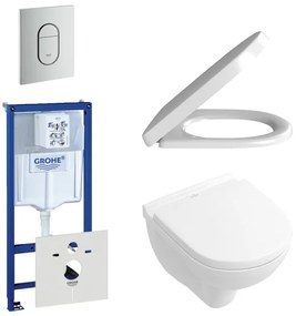 Villeroy & Boch O.Novo toiletset - compact - met inbouwreservoir - softclose en quickrelease zitting - bedieningsplaat verticaal chroom mat 0729205/0729241/0124162/0124182/